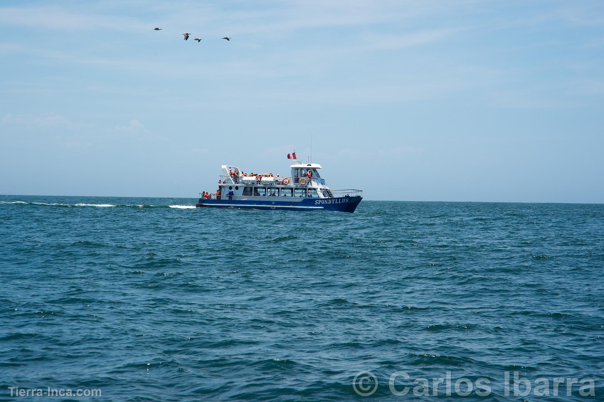 Yate con turistas en las Islas Palomino, Callao