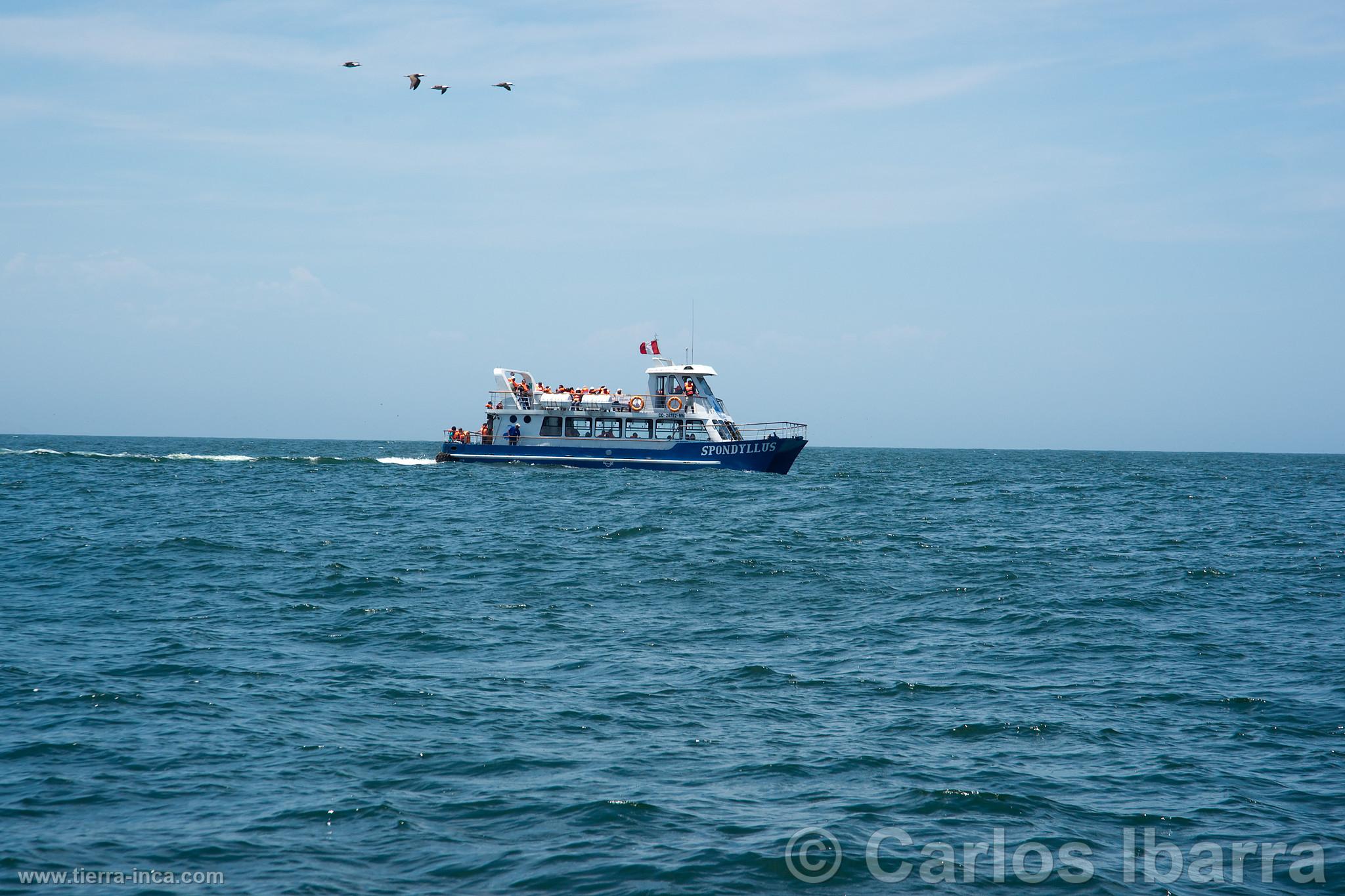 Yate con turistas en las Islas Palomino, Callao