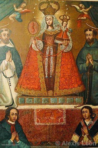 La Virgen del Rosario, Escuela Cuzquea, siglo XVIII